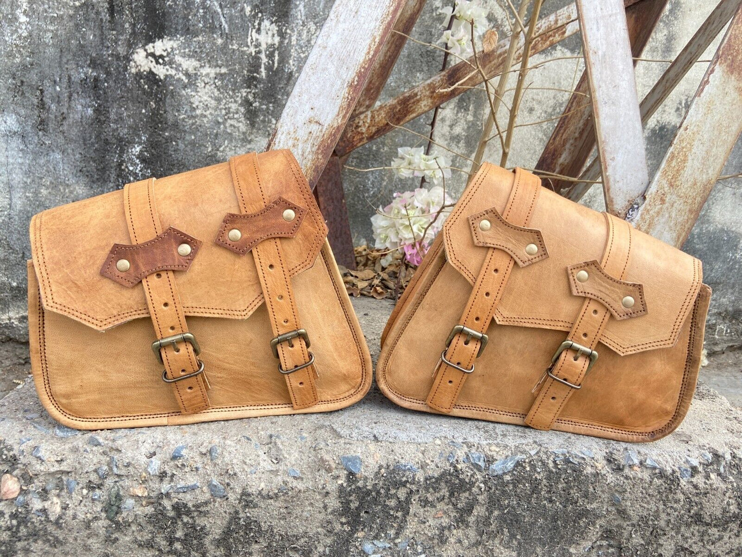 Leather Motorbike Saddlebags Saddle Panniers