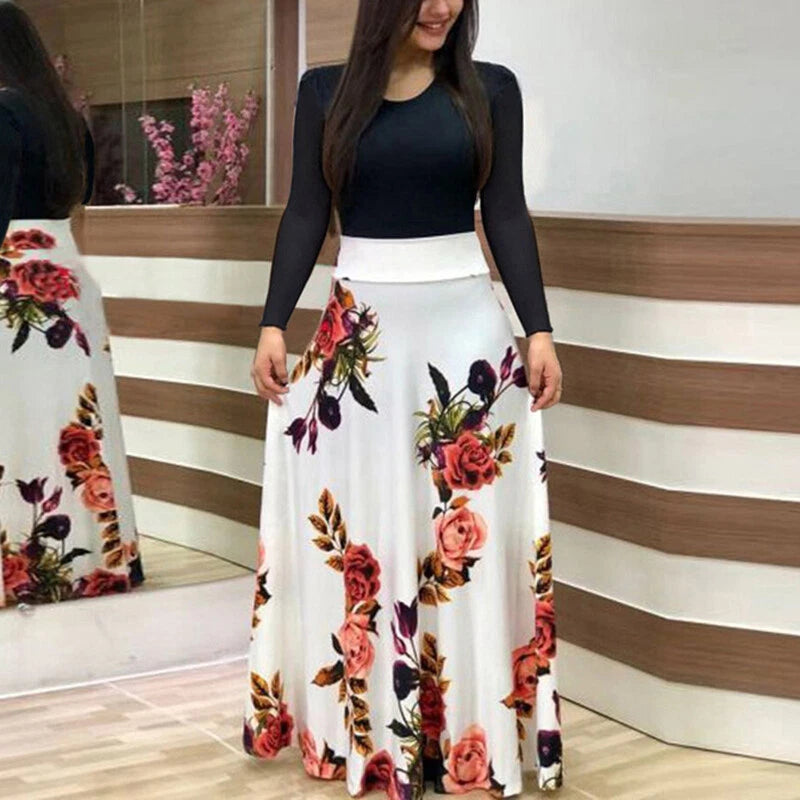 Boho Floral Long Sleeve Maxi Dress for Women