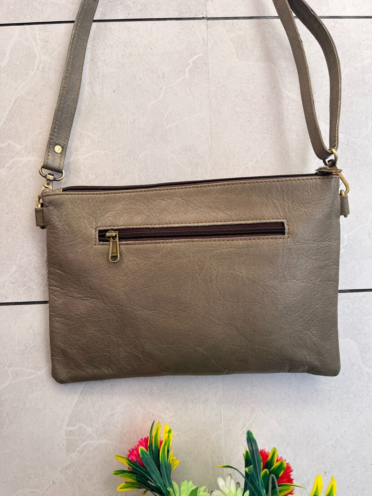 Speckled Brown White Cowhide Crossbody Bag