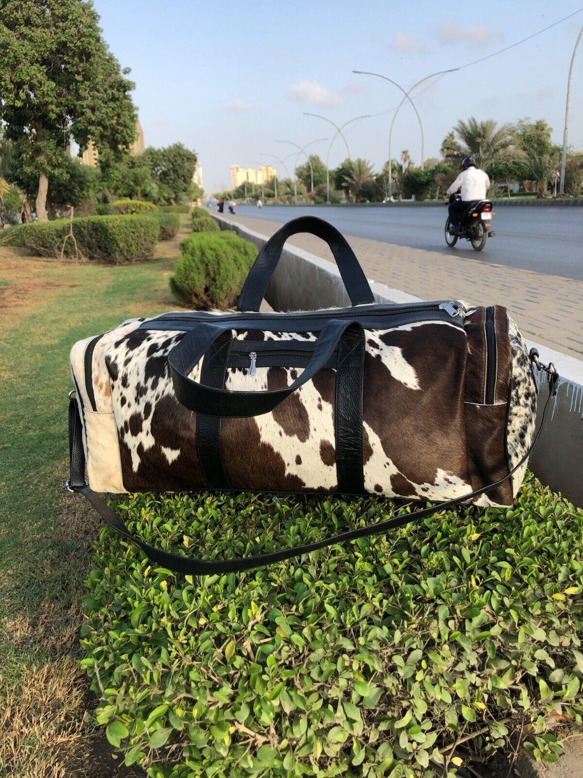 large cowhide duffle luggage bag