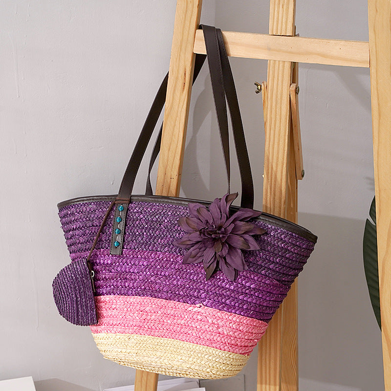 Summer Straw Large Shoulder Purse