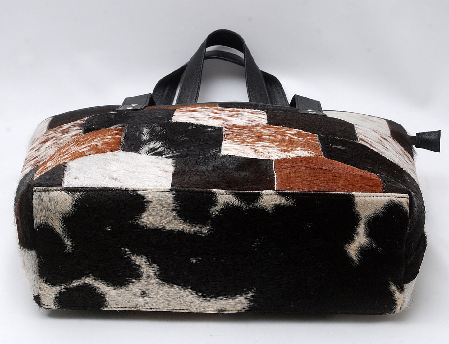 Dark Brown Black Cowhide Patchwork Purse