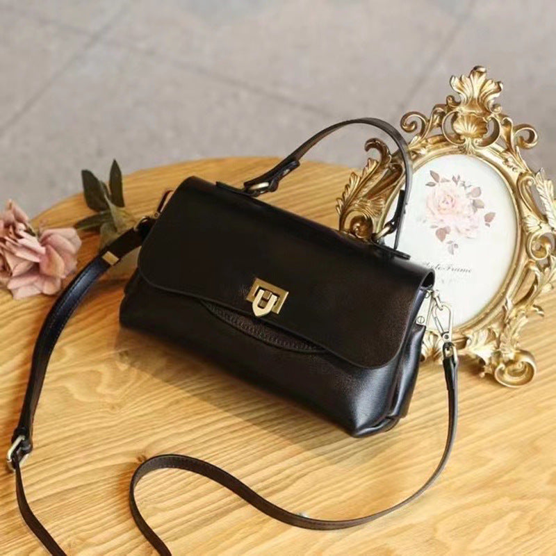 Genuine Leather Small Flap Shoulder Bag Crossbody