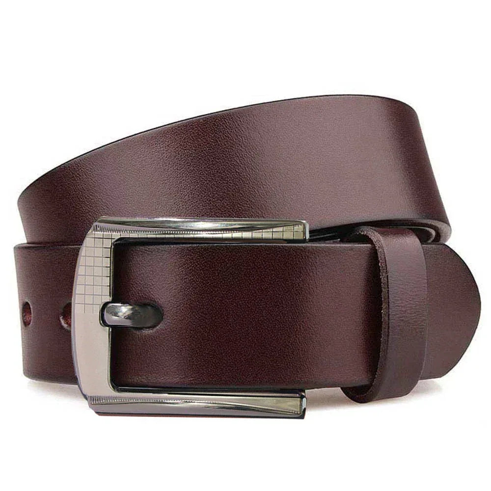 Premium Full Grain Leather Belt with Silver Buckle for Men