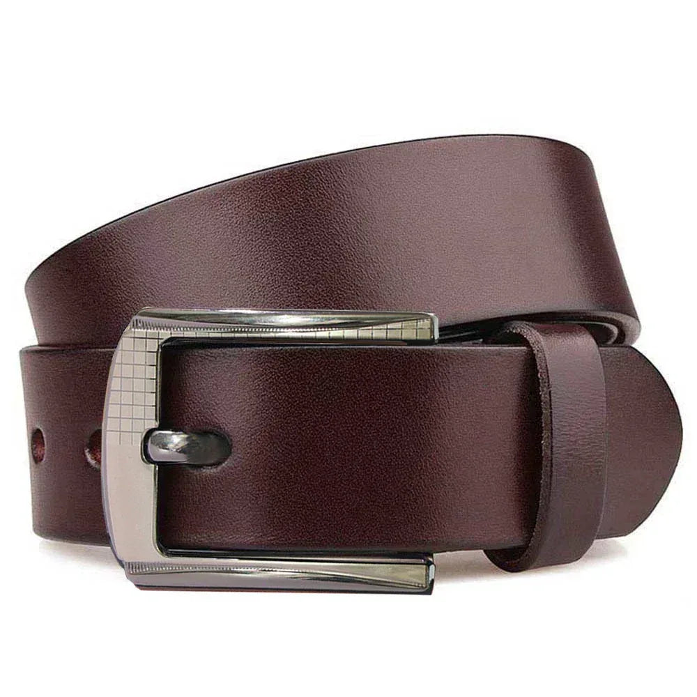 Premium Full Grain Leather Belt with Silver Buckle for Men