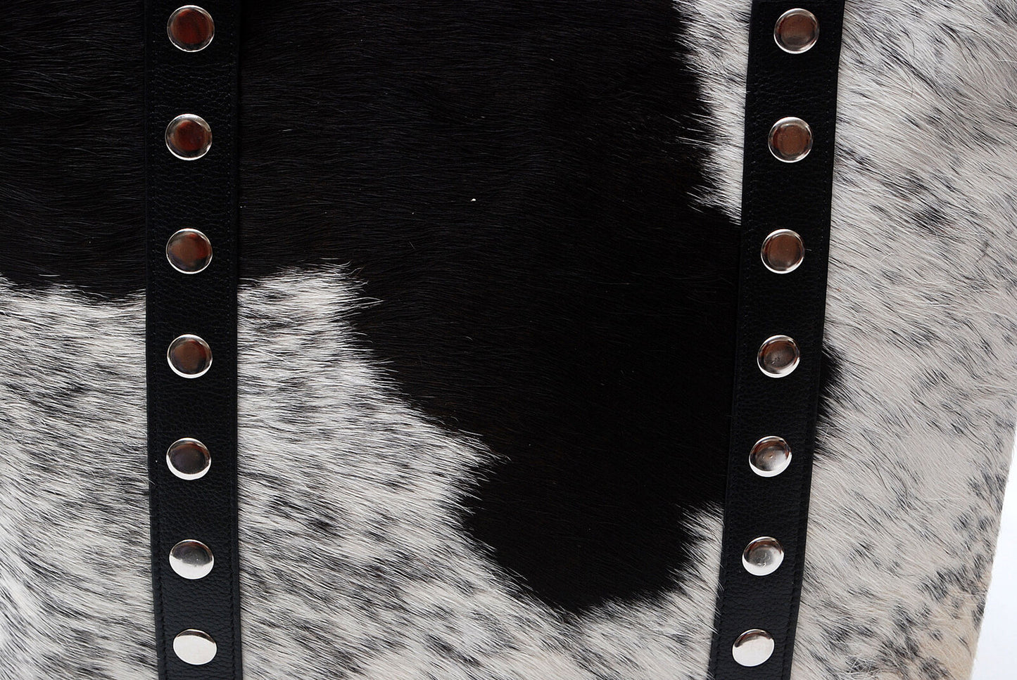 Large Cowhide Tote Bag Black White