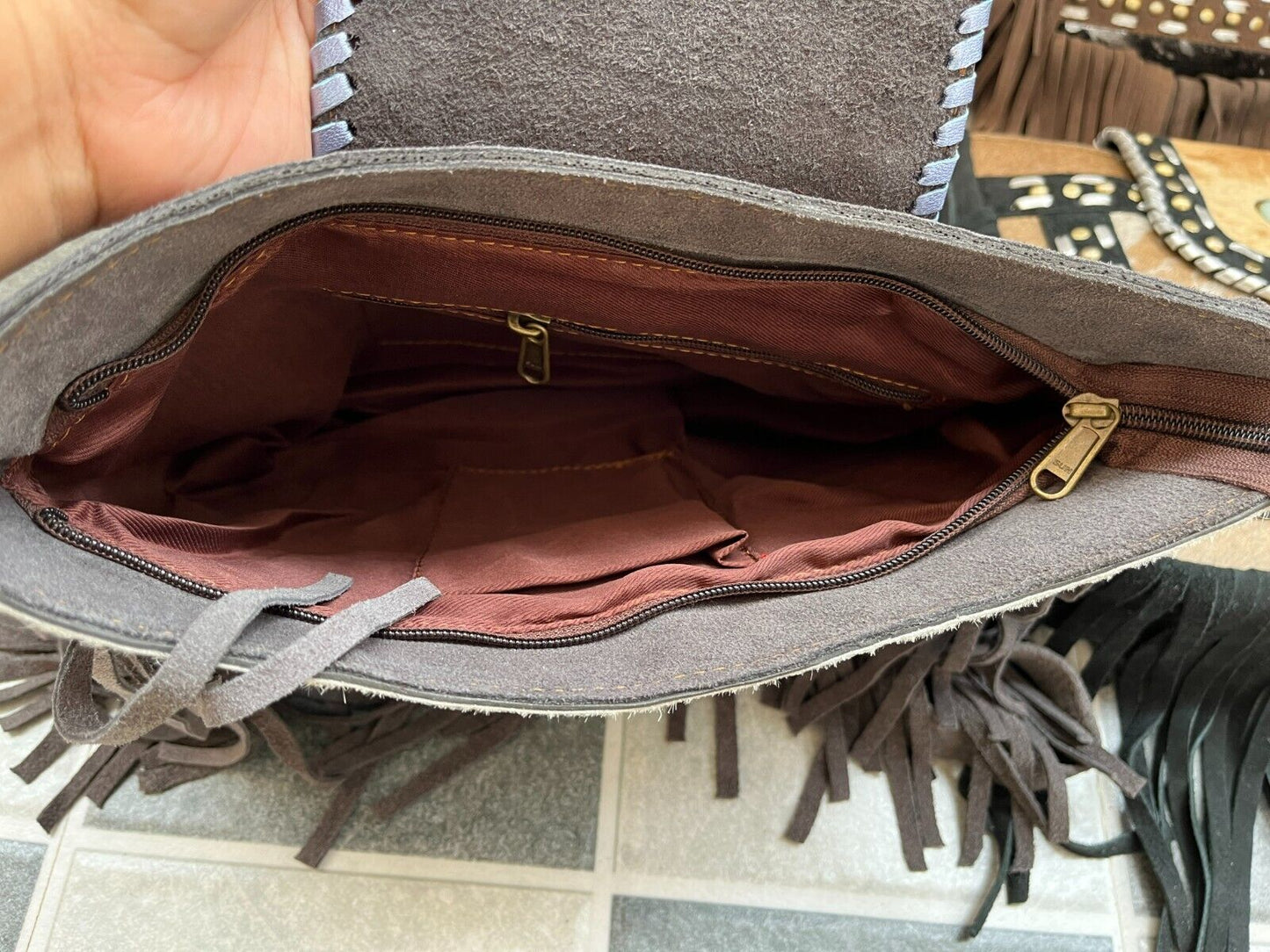 Metallic Cowhide Crossbody Purse