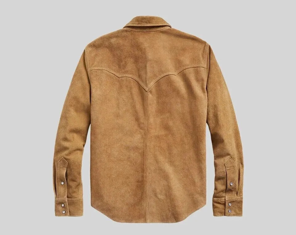 Men's Cowboy Leather Suede Trucker Jacket