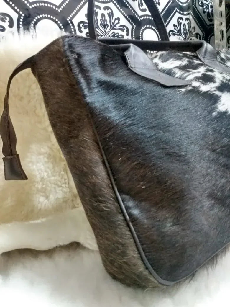 Black White Hair On Hide Purse