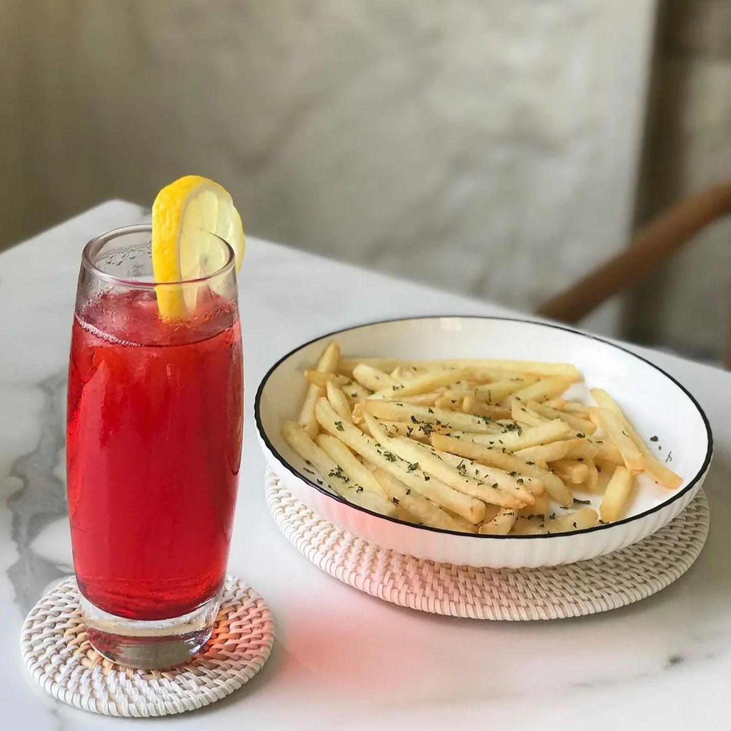 White Round Boho Rattan Placement