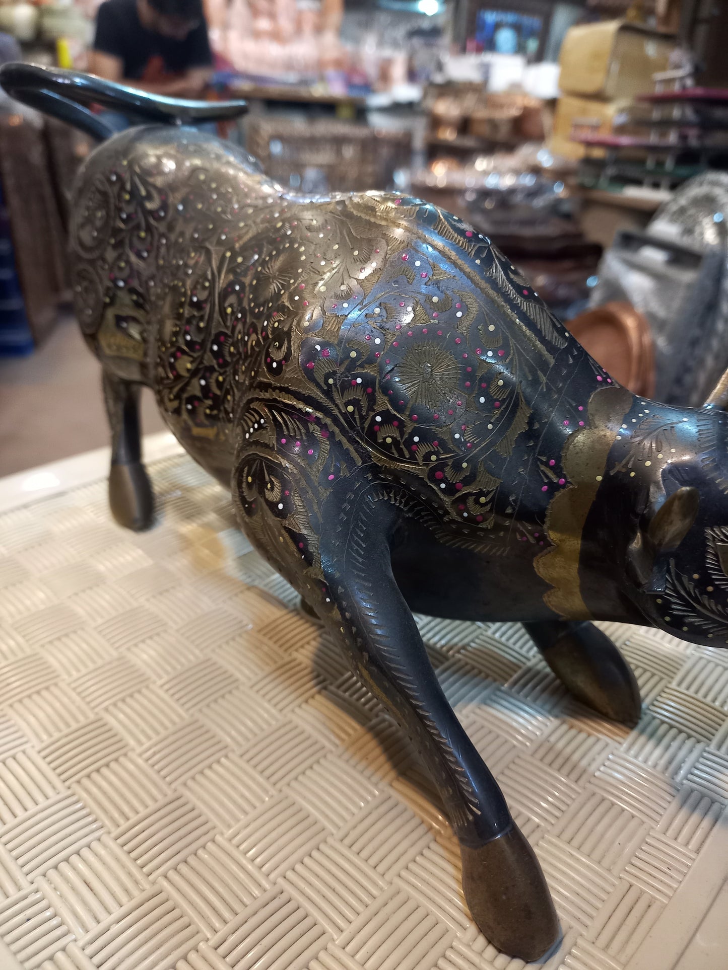 Brass Bull Statue Wall Street Inspired Antique Decor