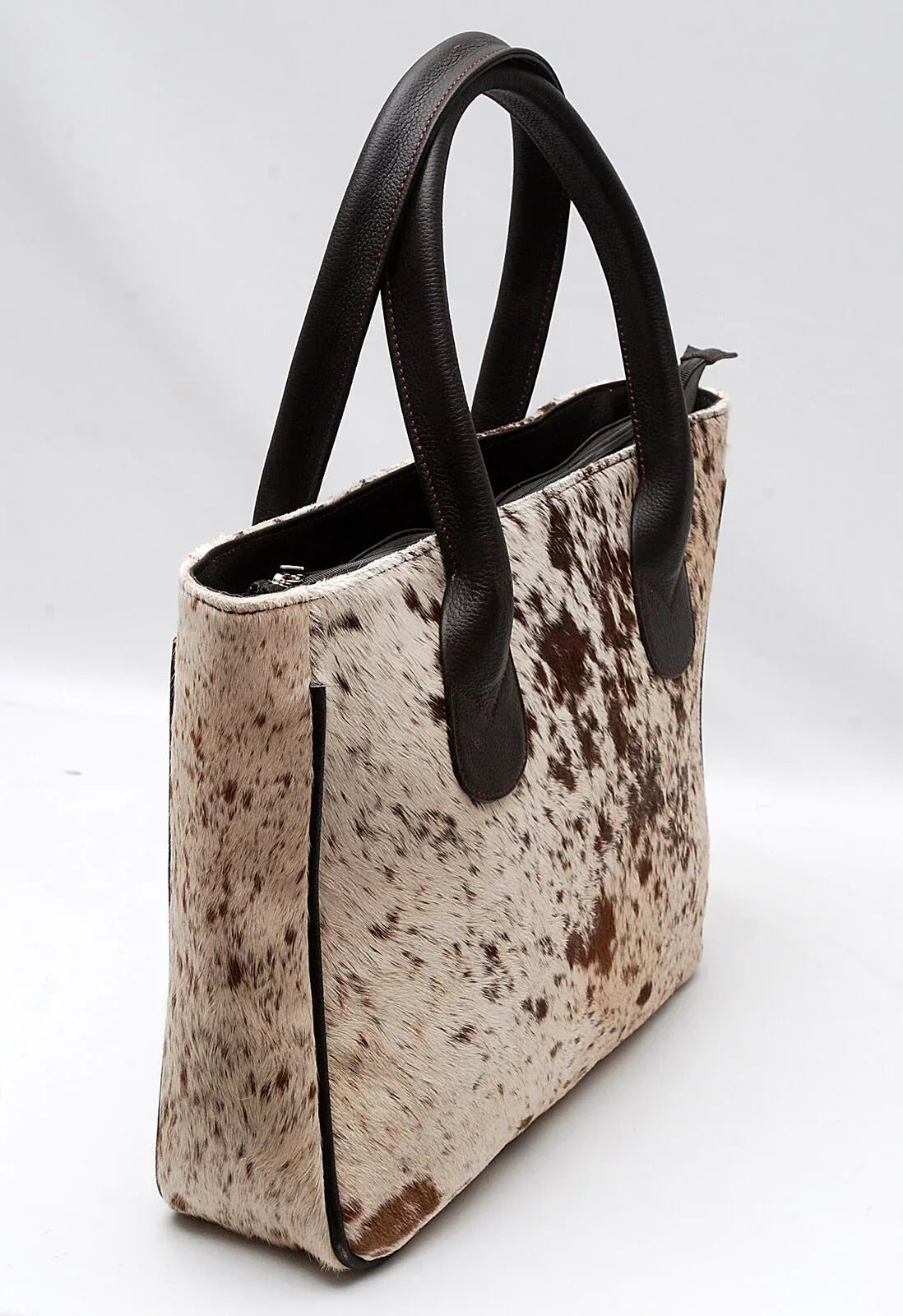 Large Tricolor Cowhide Fur Shoulder Purse