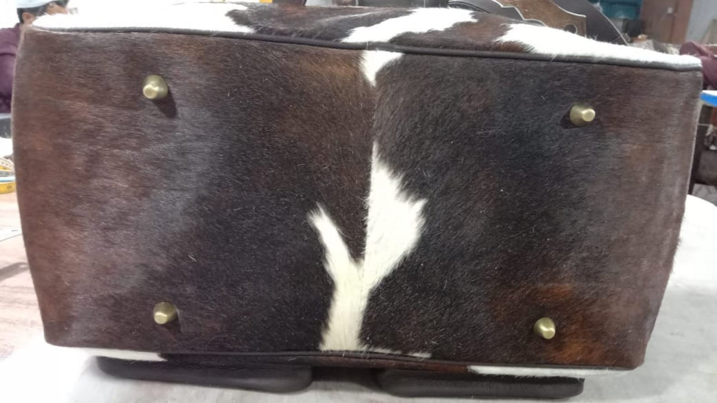 Hair On Cowhide Nappy Duffle Bag