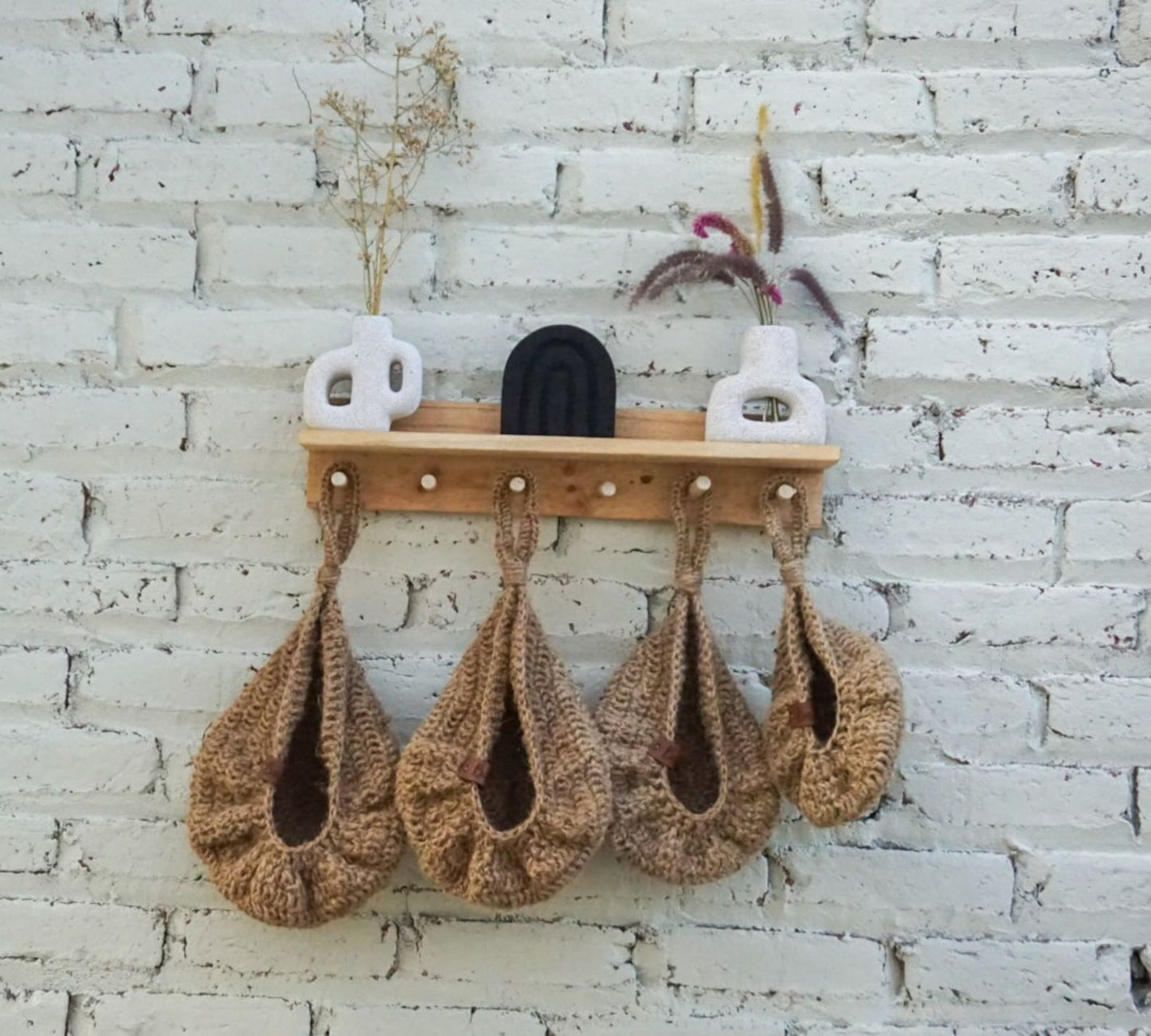Jute crochet hanging kitchen fruit vegetable basket