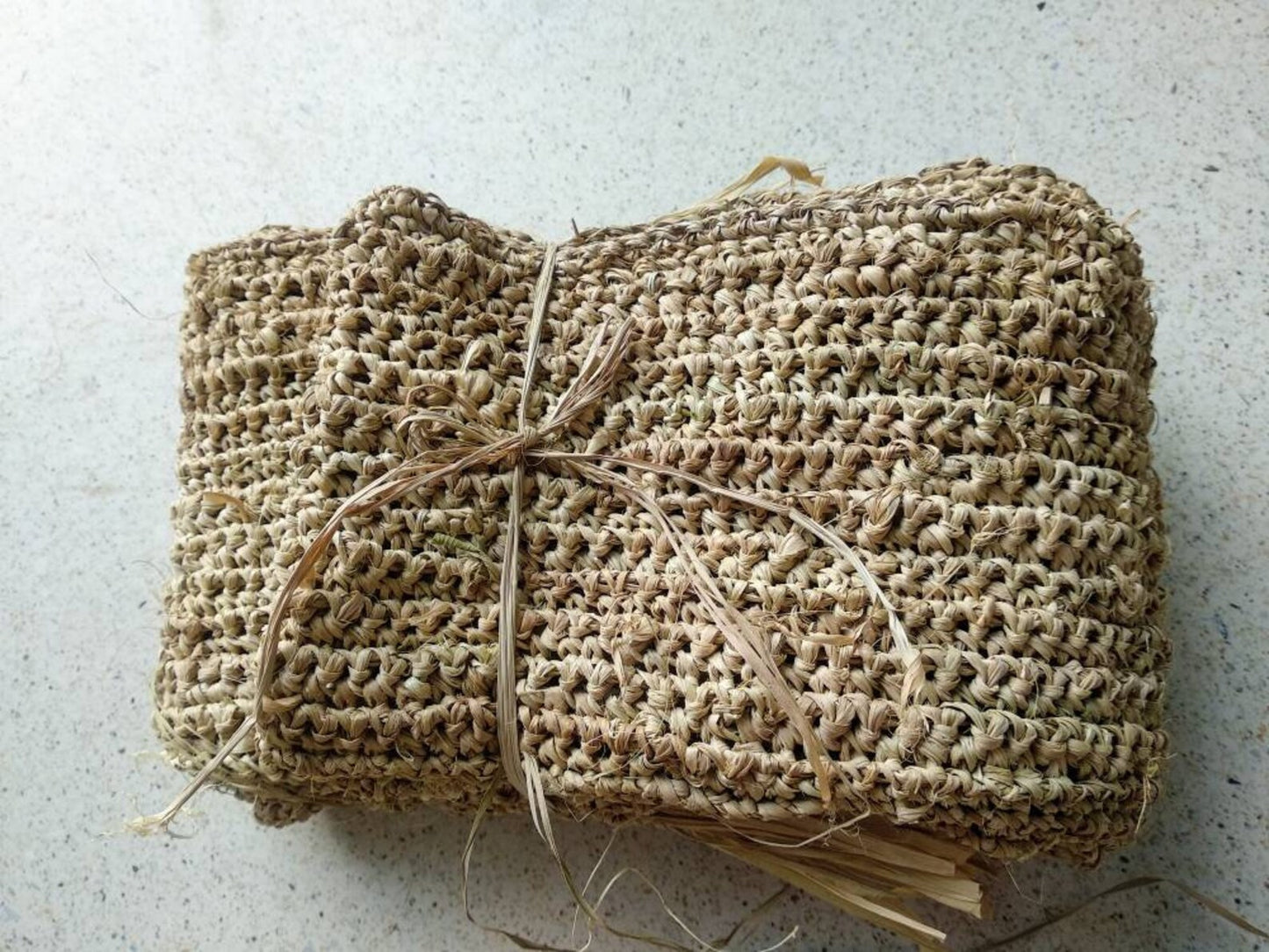 Raffia Table Runner Handmade Crochet Boho Fringe Decor