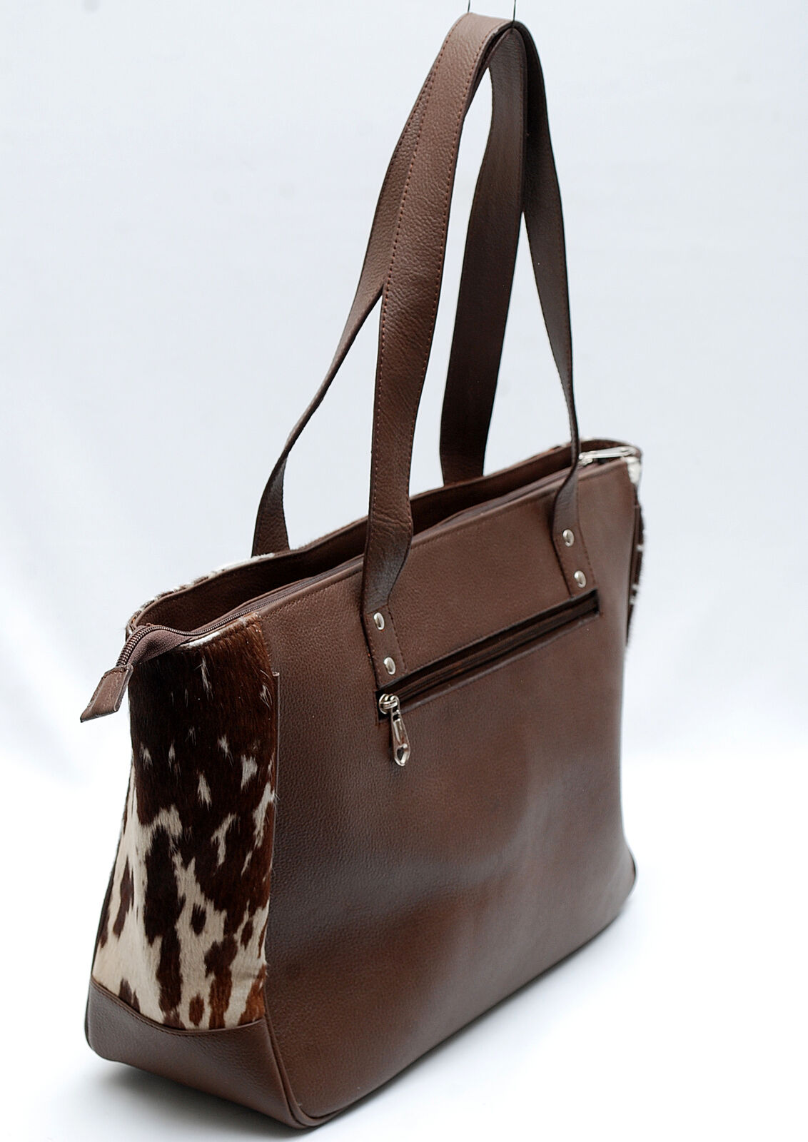 Dark Brown White Cow Fur Shoulder Bag