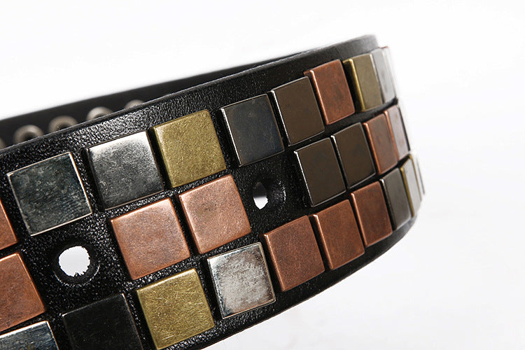 Unisex Studded Leather Belt with Square Rivets