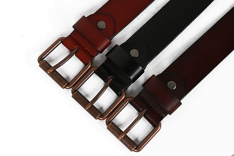 Unisex Studded Leather Belt with Square Rivets
