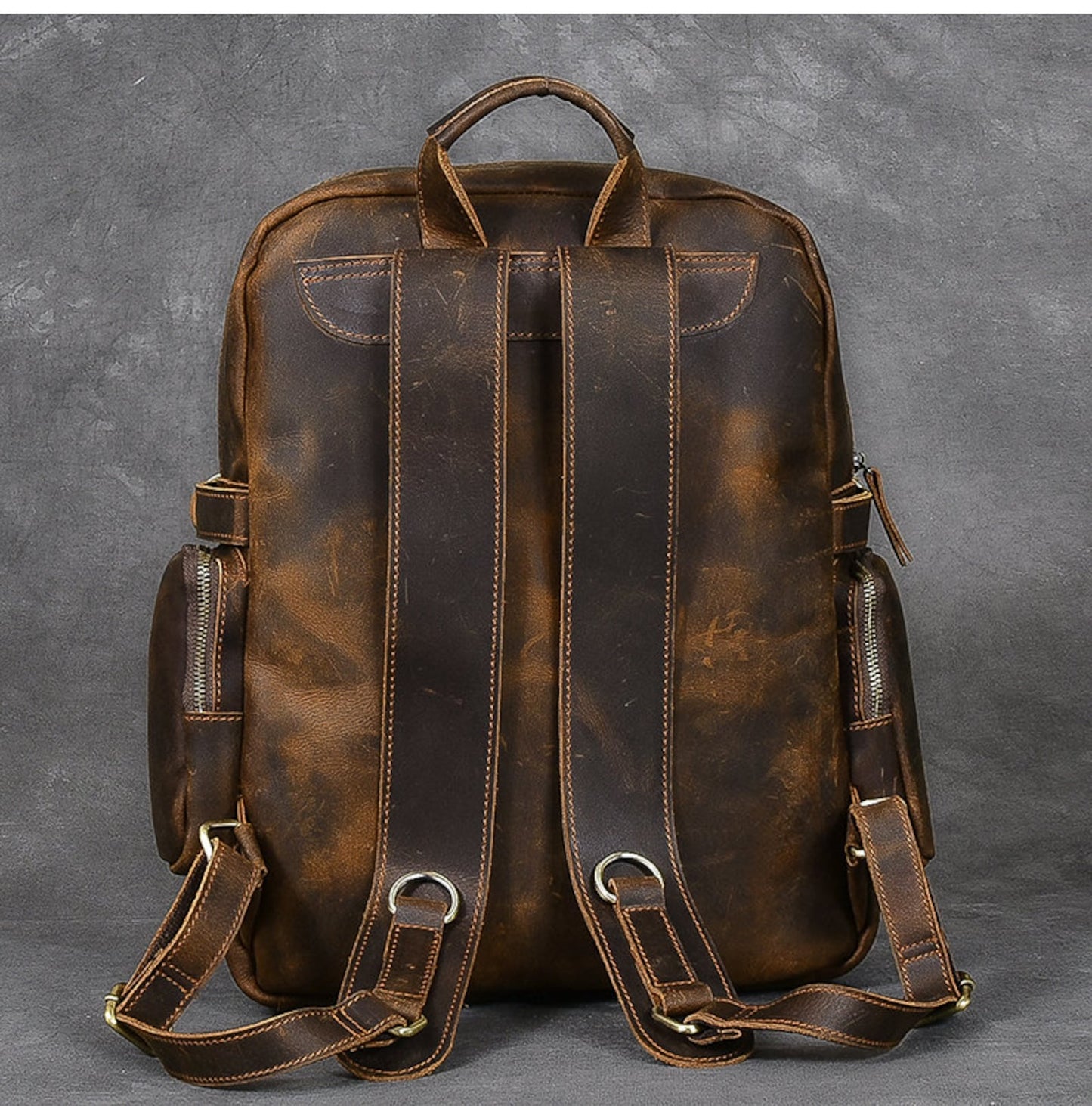 Chestnut Cowhide Leather Backpack