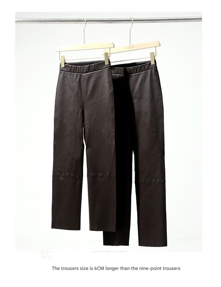 Women’s Brown Stretch Leather Pants High Waisted