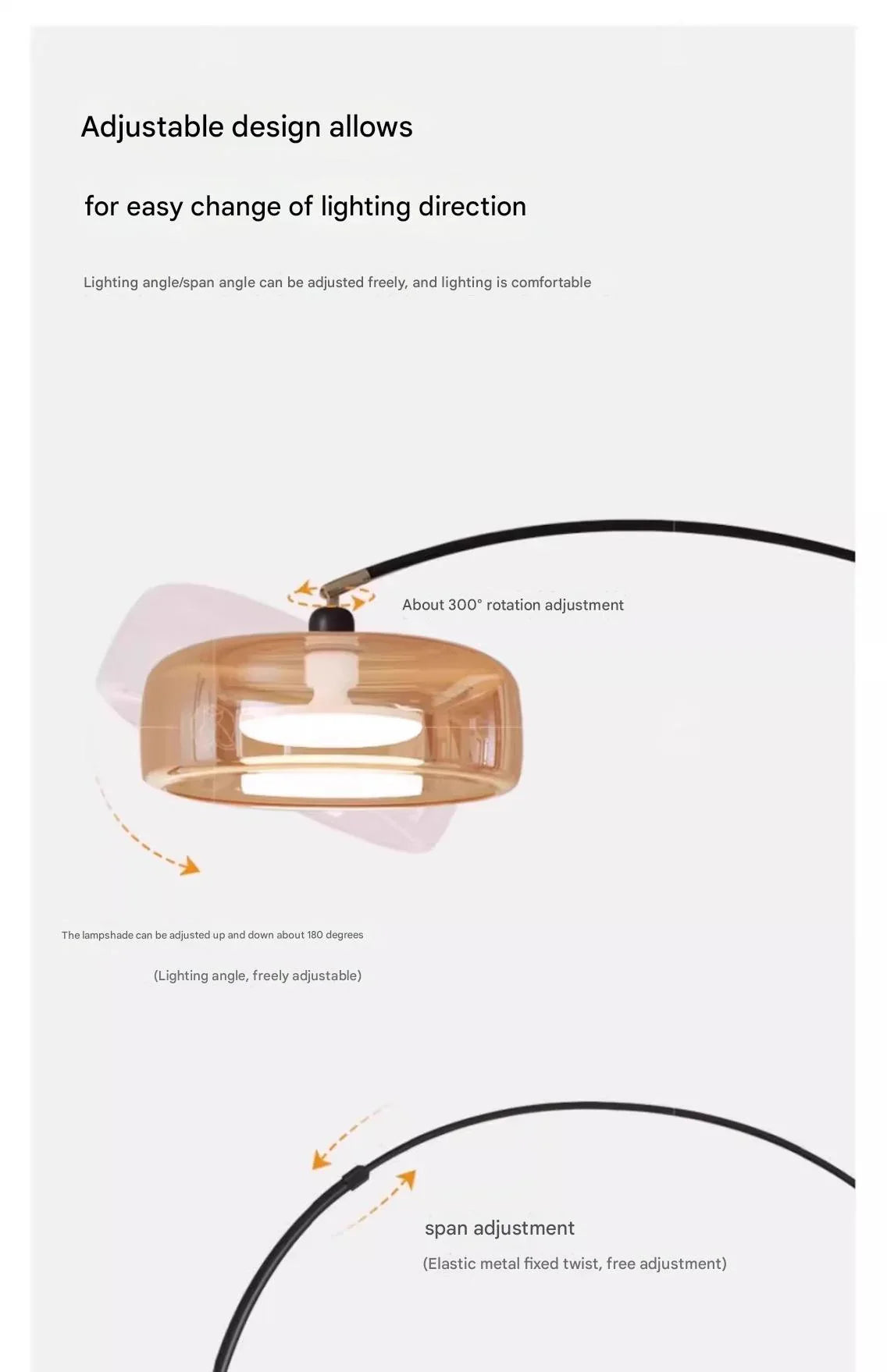 Italian Arc Floor Lamp with Glass Shade and Marble Base