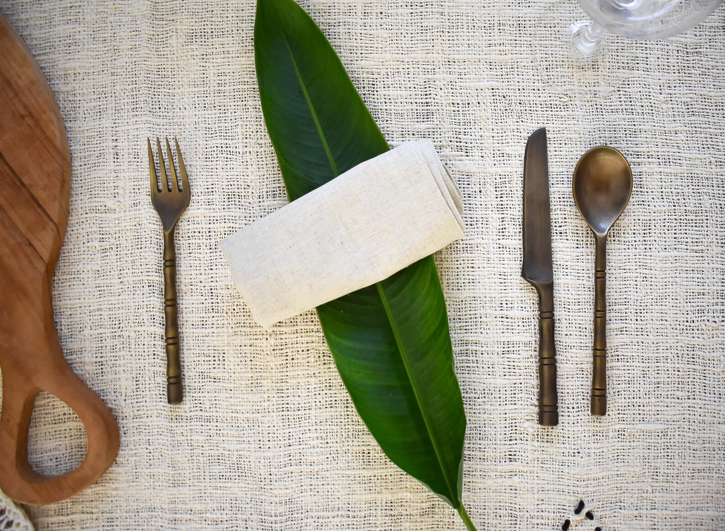 Vintage brass cutlery set table dining decor