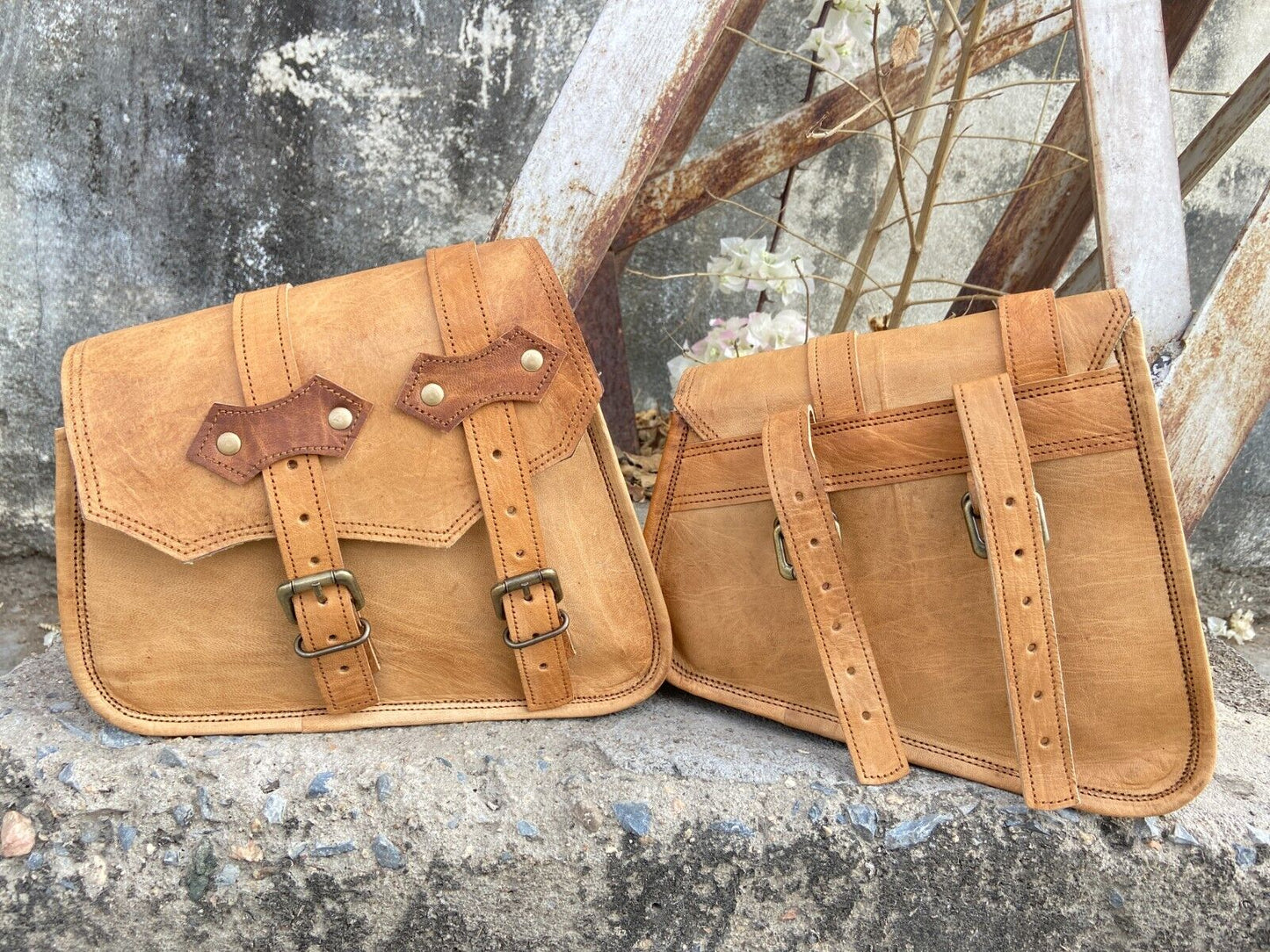 Leather Motorbike Saddlebags Saddle Panniers