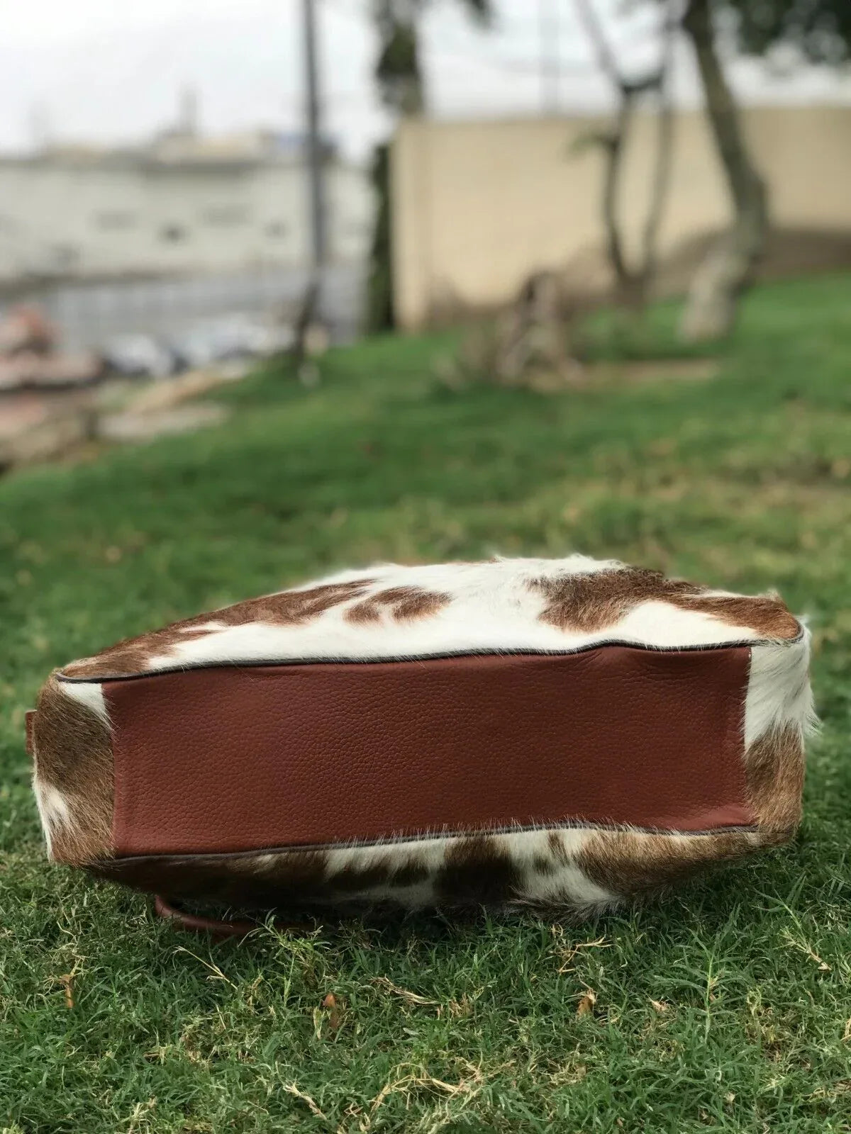 Brown White Long Hair On Hide Shoulder Purse