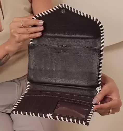 Hand Tooled Embossed Leather Cowgirl Clutch