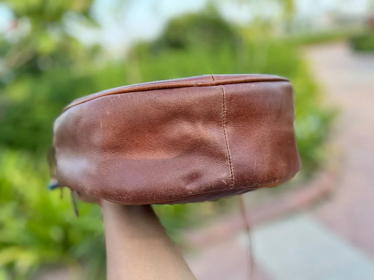 Hand Tooled Carving Leather Crossbody Bag