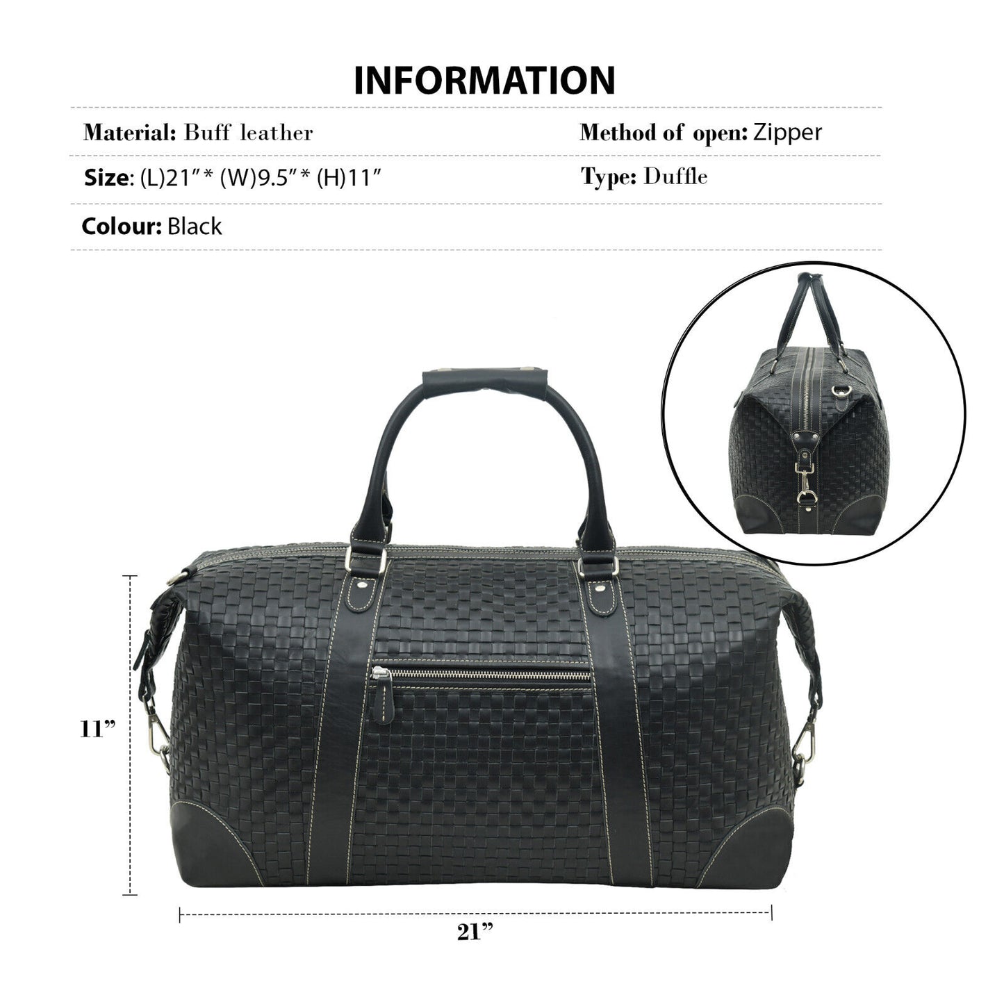 Genuine Leather Weekender Travel Duffle Bag