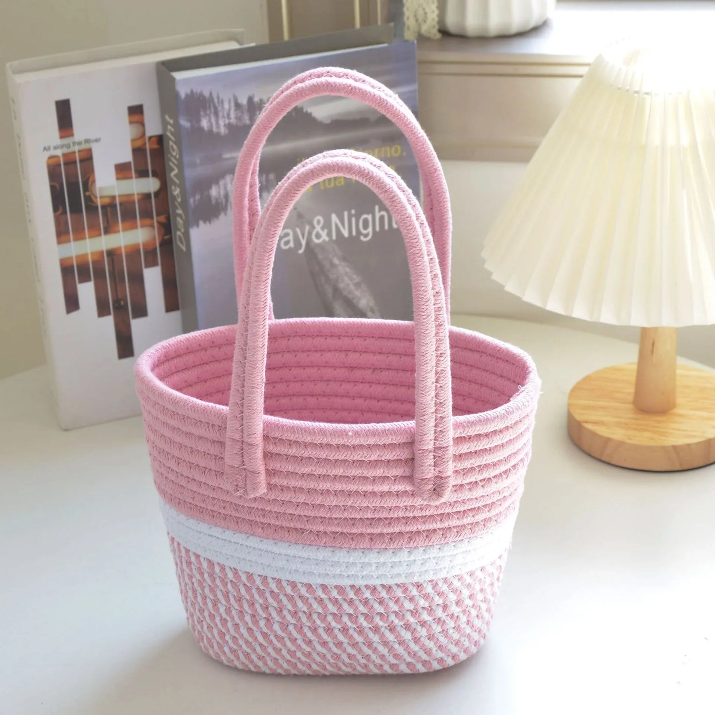 Woven kids Picnic Bag Summer Vacations Marshmallow Pink