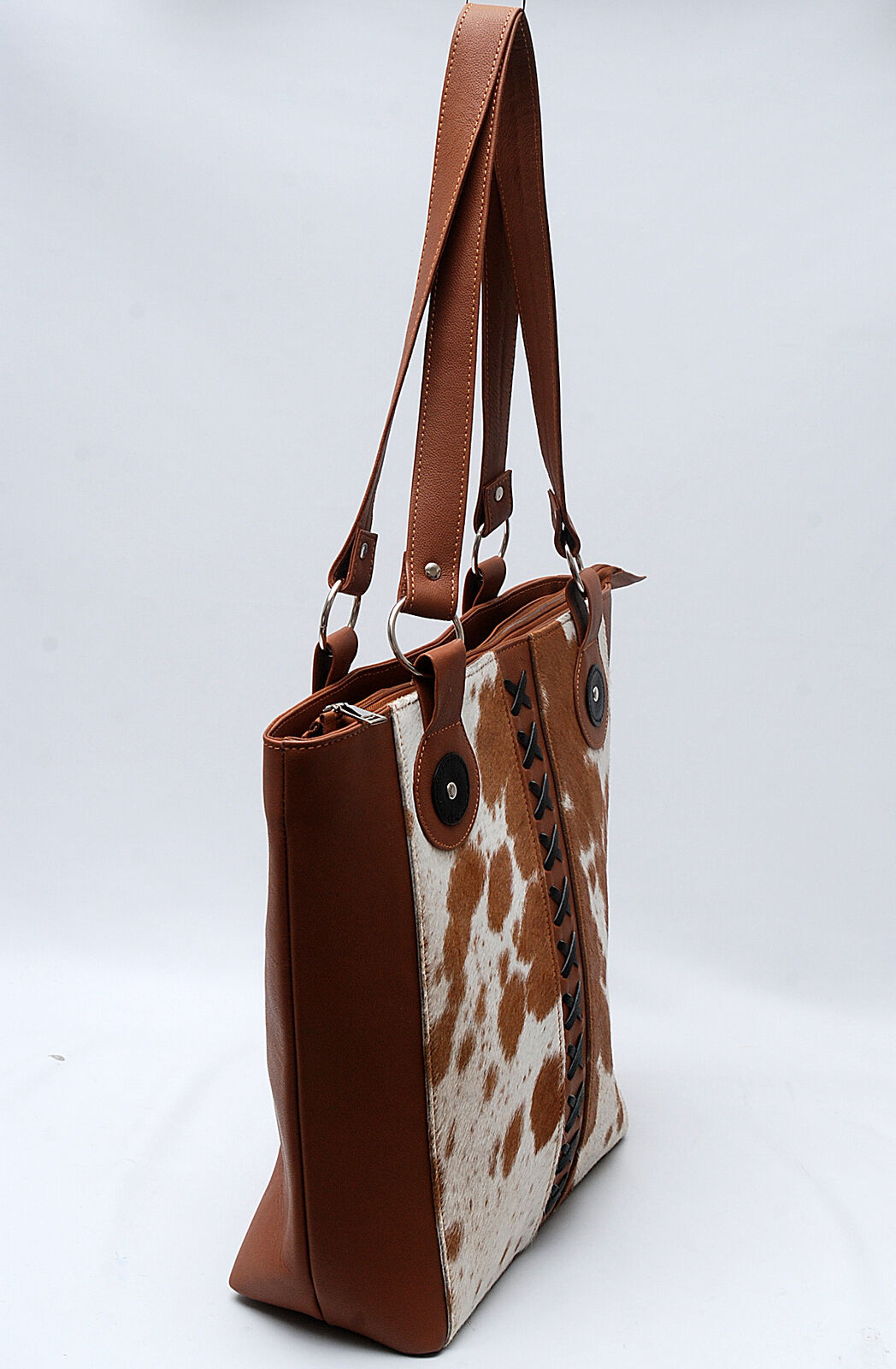 Brown White Hair On Hide Tote Purse