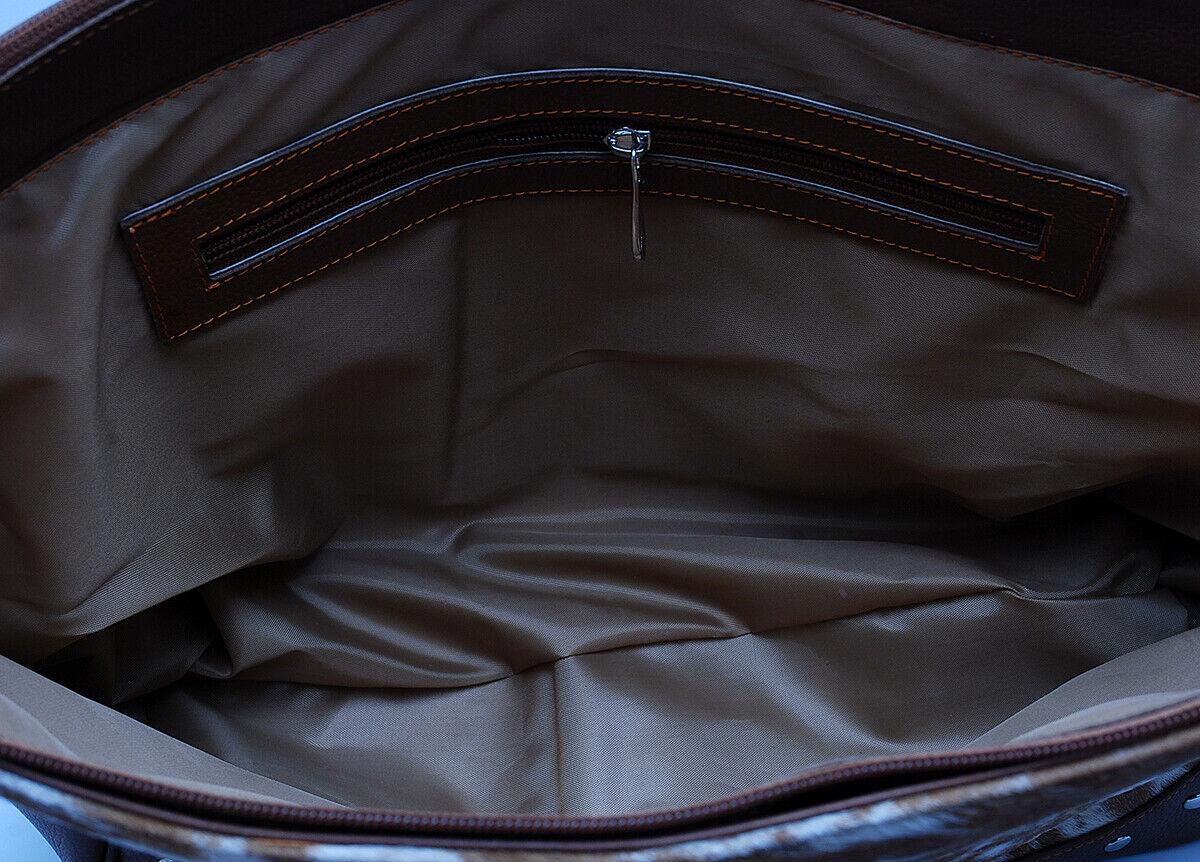 Dark Brown White Cow Fur Shoulder Bag