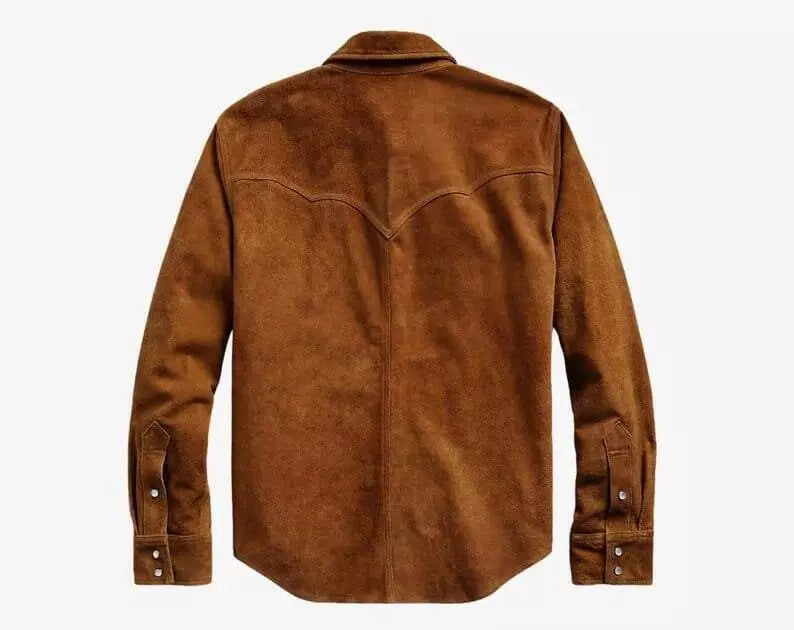 Men's Cowboy Leather Suede Trucker Jacket