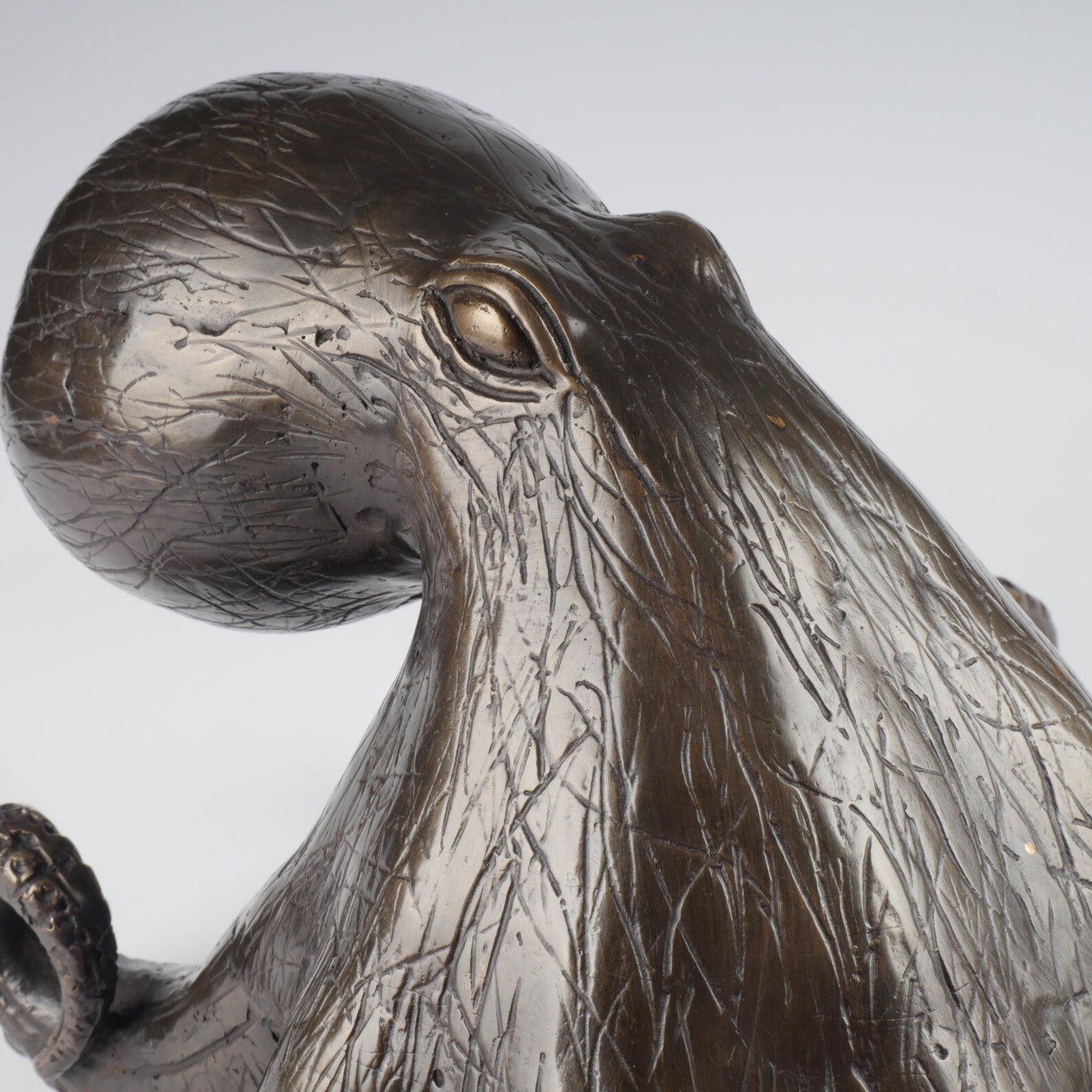 The bronze octopus hand casted brass marine art statue.