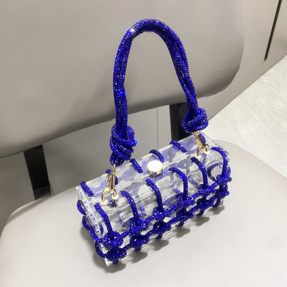 Women’s Acrylic Box Clutch with Rope Handle