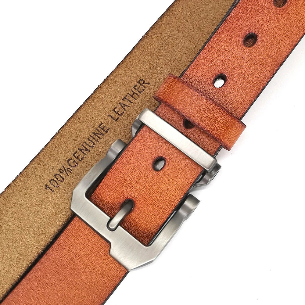 Heavy Buckle Wide Black Leather Belt for Men