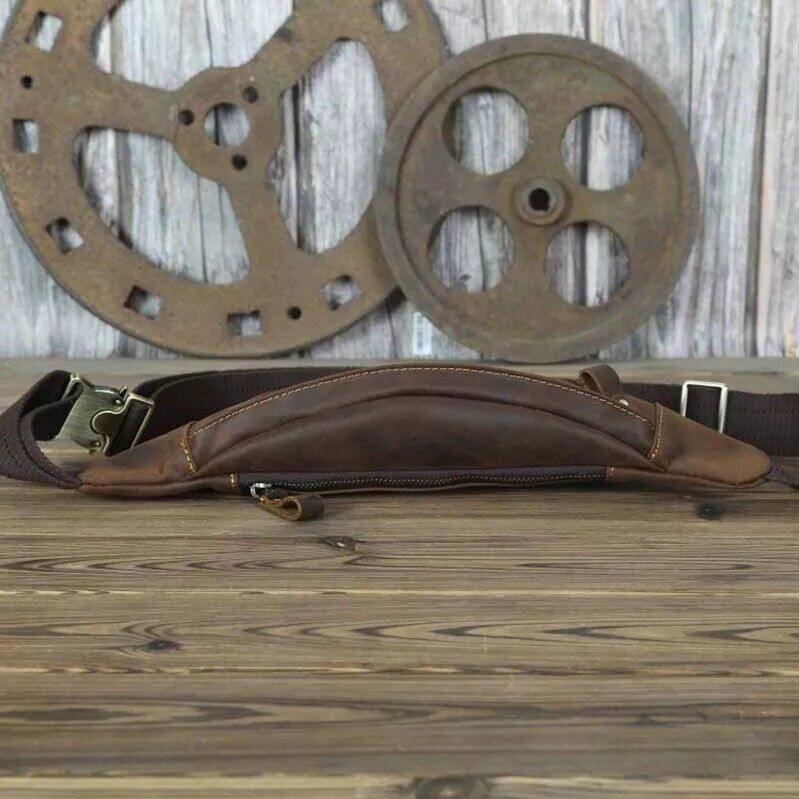 Men leather waist chest crossbody fanny bag