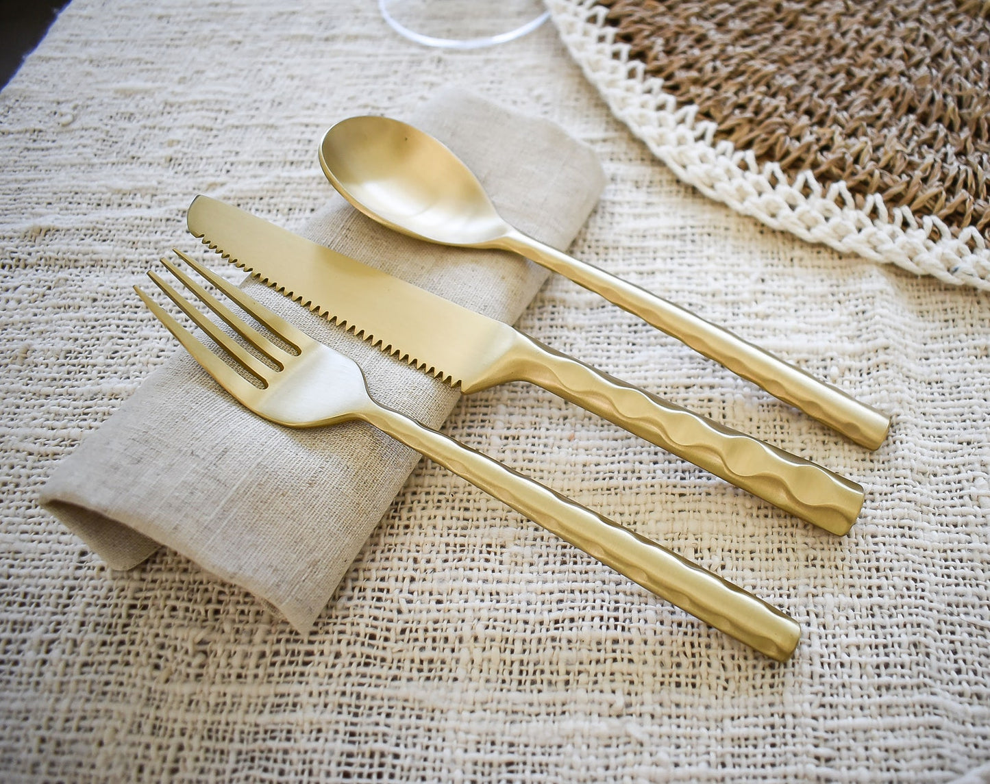 Matte Gold Brass Cutlery Set