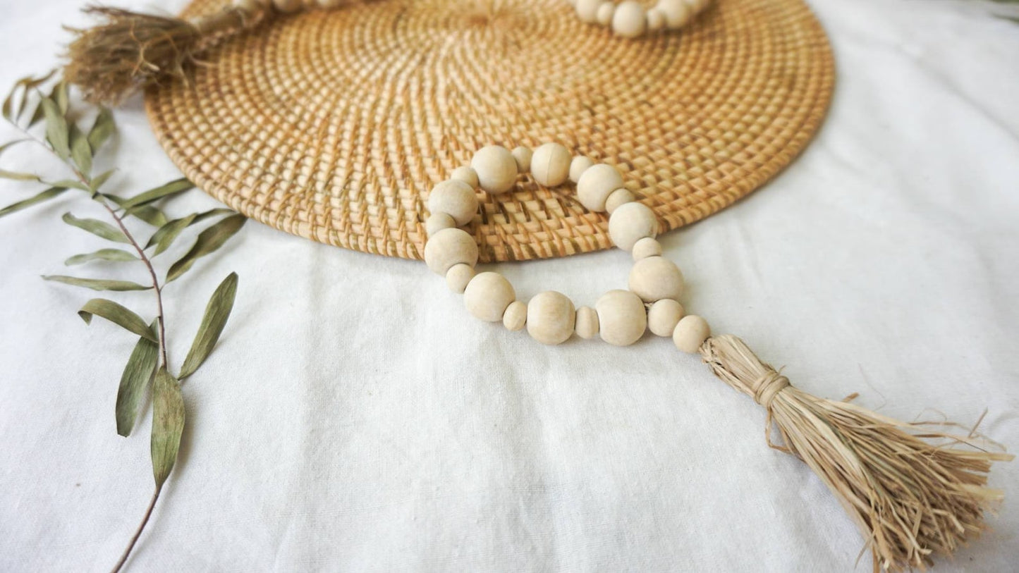Farm house wooden bead napkin ring holder