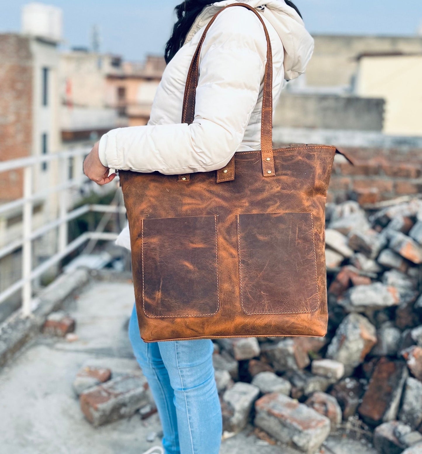 women's leather tote bags