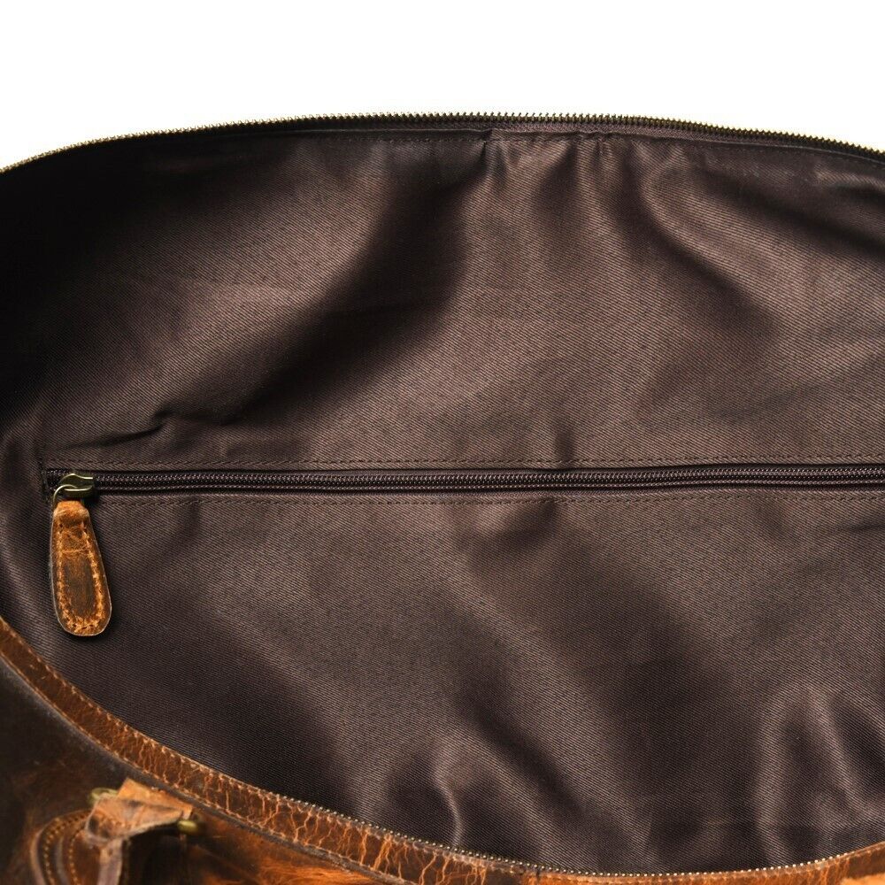 Large Brown Leather Duffle Bag Carry On Travel Weekender