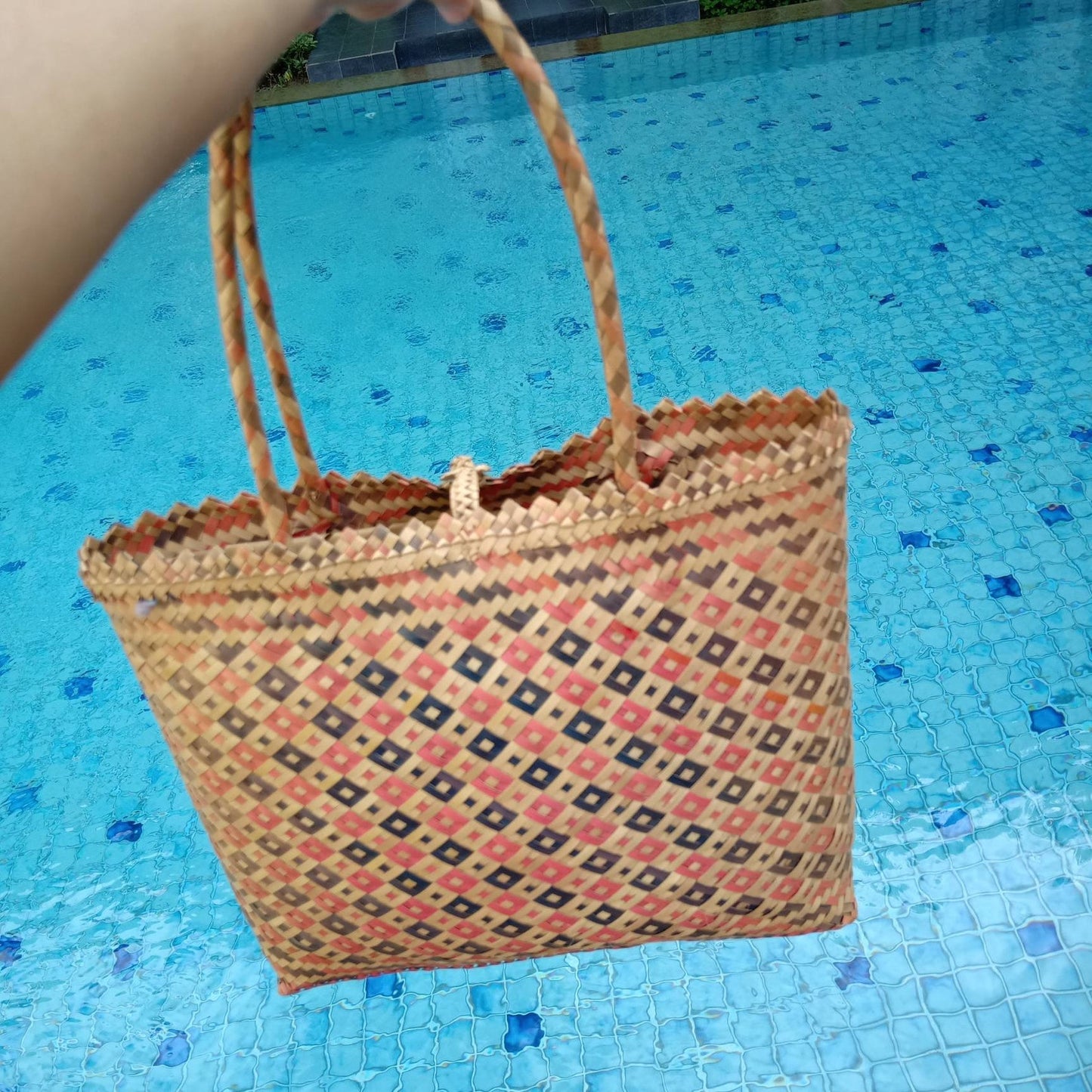 Handmade palm leaf shopping Tote bag