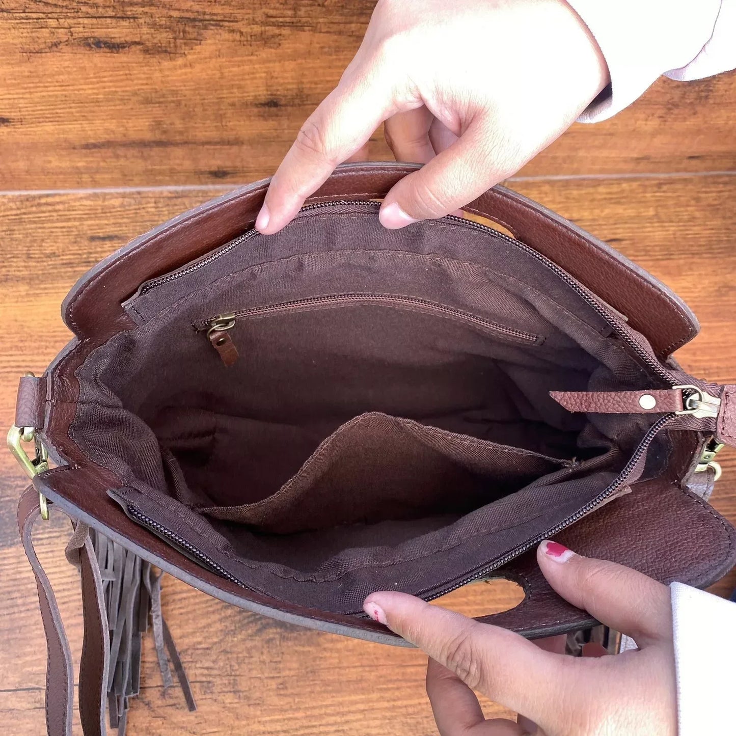 boho tooled hand carved leather messenger bag