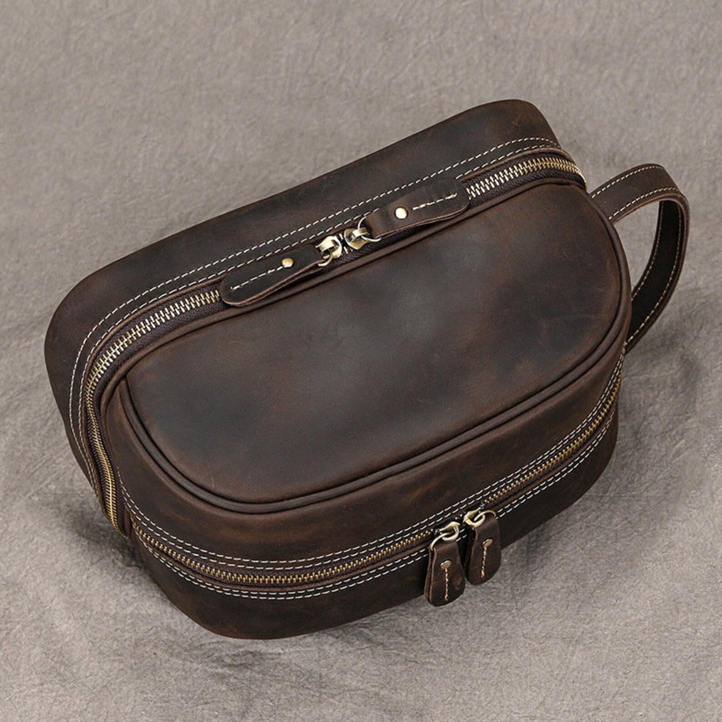 Genuine Leather Toiletry Bag Travel Case