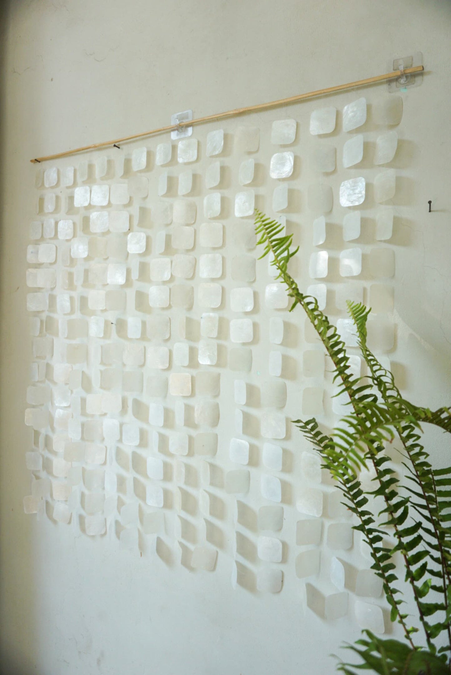 Square White capiz shell wall hanging
