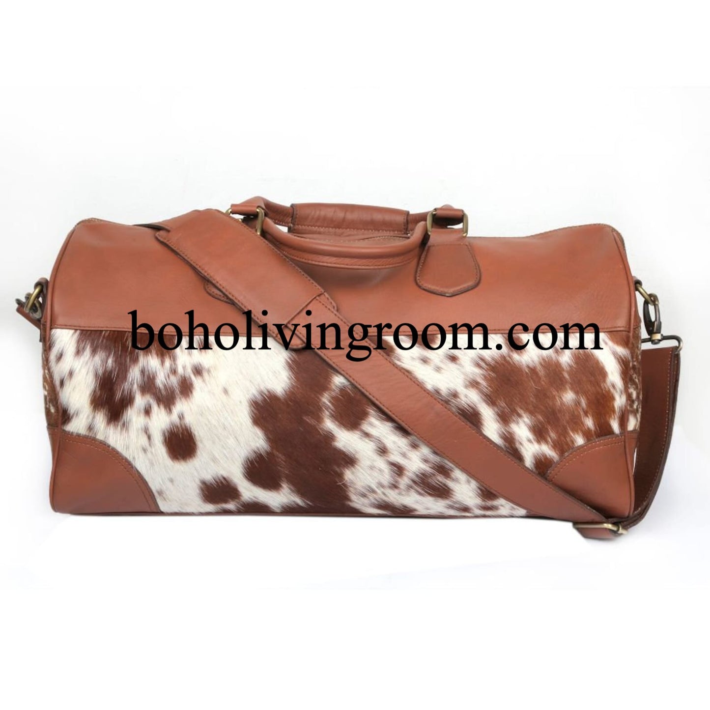 Travel in sophistication with a sleek cow fur weekender bag, designed for the modern traveler's needs.