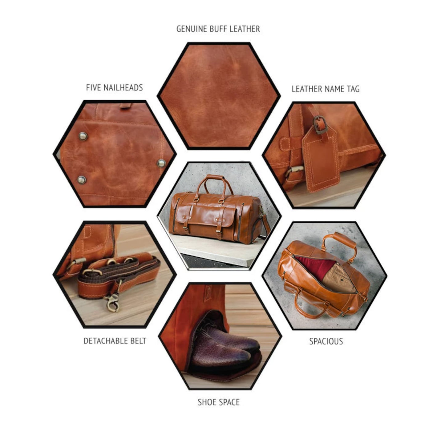 Classic Brown Leather Vacations Duffel Bag