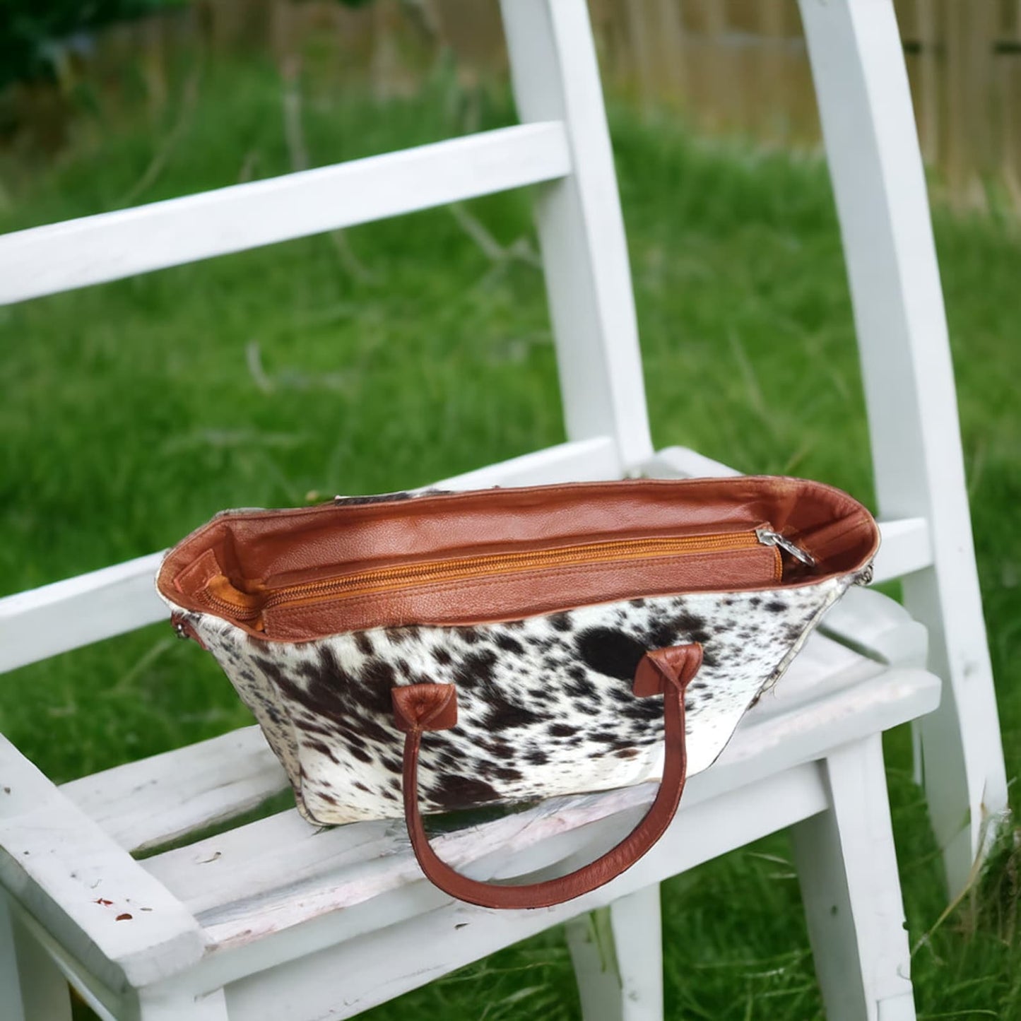 Cowhide Tote Purses Spotted Tricolor